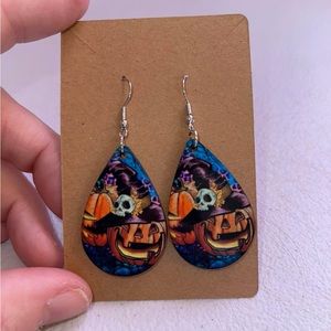 Handmade double-sided wooden Halloween earrings